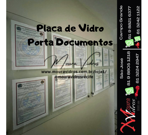PORTA DOCUMENTOS DE VIDRO / PLACA DE VIDRO